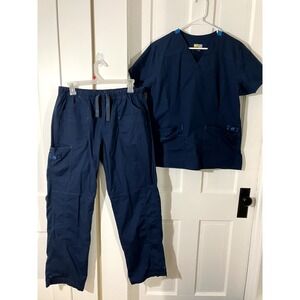 WonderWink WonderFlex Scrub Set Women's Verity Top/Faith Pants Navy, Sz Large